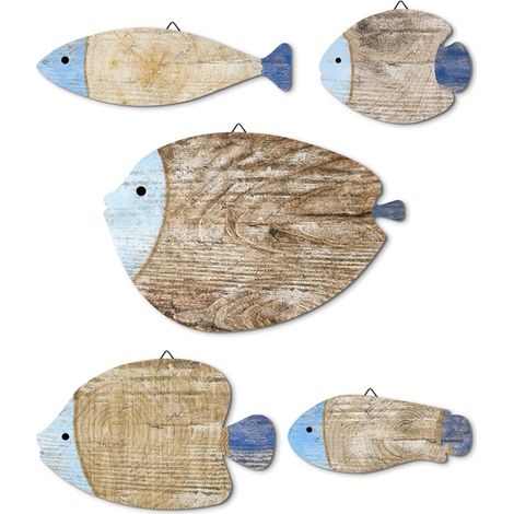 Wooden Fish Wall Decoration Blue Bathroom Toilet Entrance Living Room Home Holiday Cottage (1/5)