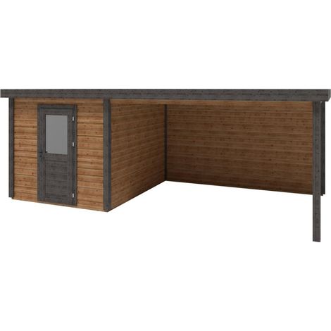 Abri de jardin en bois Rava 6.56x3.09m - 20.27m2 - Ep. 28mm - Traité (1/3)