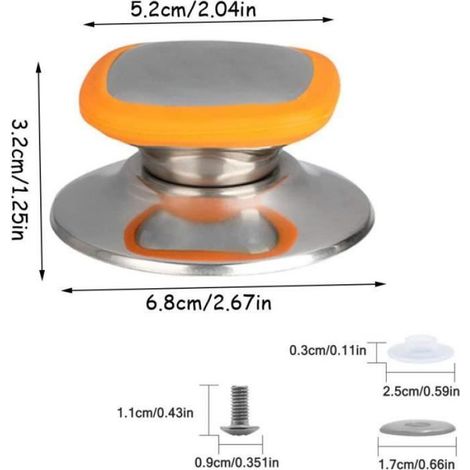 Bouton de couvercle de casserole 4 pièces, pièces de rechange pour casseroles domestiques, (rouge, bleu, vert, orange) (1/4)