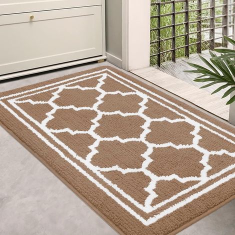 Zerbino Lavabile per Uso Interno, Zerbino Assorbente Antiscivolo Cattura Sporco per Ingresso, Interno, Cucina, Porta d'Ingresso e Porta sul Retro - 50 x 80 cm, Marrone (1/5)