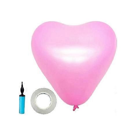 100 ballons en latex rose en forme de cœur, 25 cm (10 pouces), HIN (1/4)