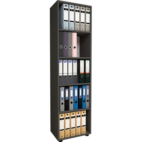 Supporto in legno VCM File Cabinet salvaspazio Dimensioni ca. A. 178 x L. 49 x T. 32 cm Mensola elegante Mensola ufficio – Ulas 5f (Antracite)