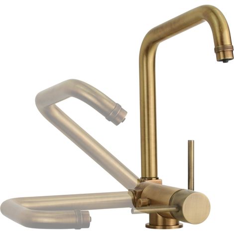 Mezclador de cocina para agua purificada 4 vías color bronce caño plegable Pollini FILTRA 52000061300  Bronce