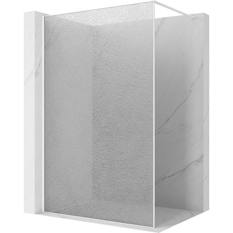Mexen Kioto Duschwand Walk-in 110 x 200 cm, Crackle Transparent 12 mm, Weiß - 800-110-101-20-04-X (1/5)