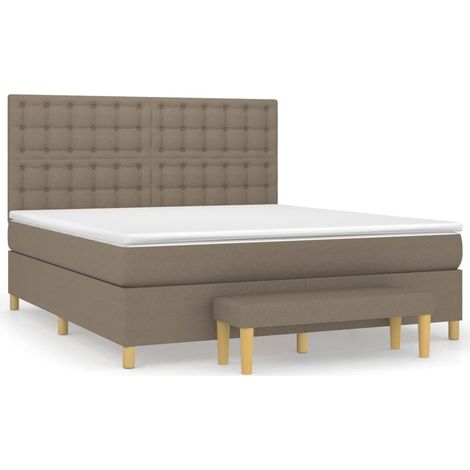 Maison Exclusive - Sommier à lattes de lit avec matelas Taupe 160x200 cm Tissu (1/5)