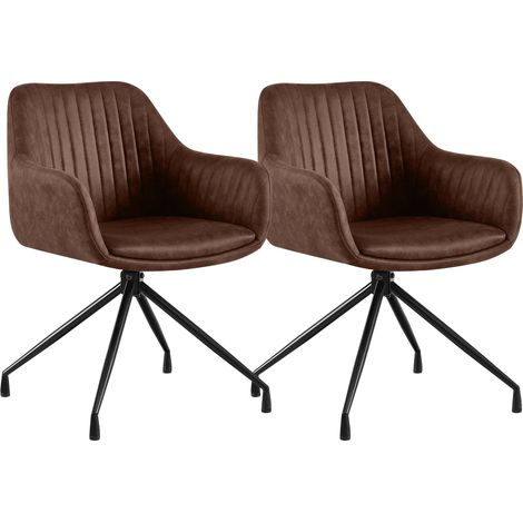 Set de 2 Sillas de Comedor Welby Marrón oscuro Simil cuero vintage (1/5)