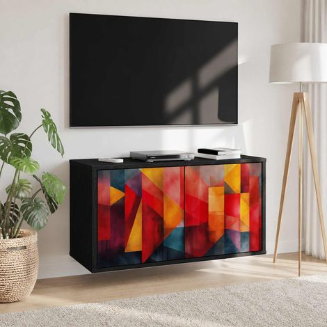 vidaXL Wall-mounted TV Cabinet HEESCH 69 x 33 x 40 cm Black Oak (1/5)