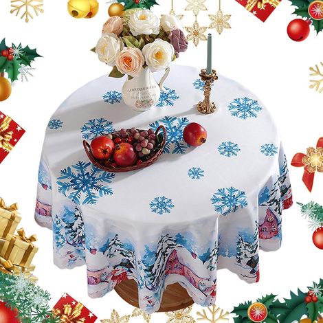 Nappe de Noël Ronde Couvre-Table Réutilisable Lavable Décor Bonhomme de  Ronde pour Décoration Table, Tables Noël, Décoration Maison, Pique-nique, Fête, Repas, Réunion Familiale (1/5)