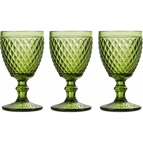 Set 3 Calici Bicchieri in Vetro Tognana Diamond Verde 300 cc (1/4)