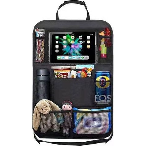 royaluxe - Organisateur Voiture Enfant 1Pc, Protection Siege Voiture Enfant avec Poches, Rangement Voiture avec Pochette Transparente pour Tablette iPad 10,5'', Organiseur Voiture pour Bouteilles Joue