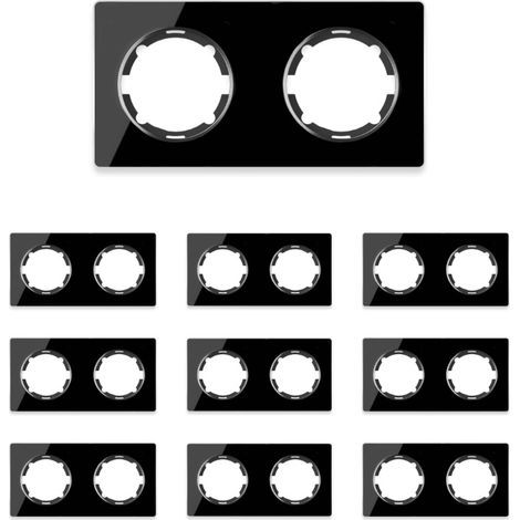 Plaque de finition OneKeyElectro Garda, horizontal, 2 postes, lot de 10, noir