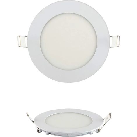 2 spots encastrés à panneau LED 6 W, blanc chaud 3000 K, 350 lumens, plafonnier rond (1/2)