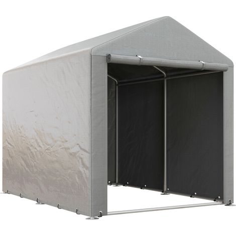 Capanno Box per Attrezzi da Giardino 160x218x172 cm Tenda in PE anti UV e Acciaio Grigio chiaro (1/5)