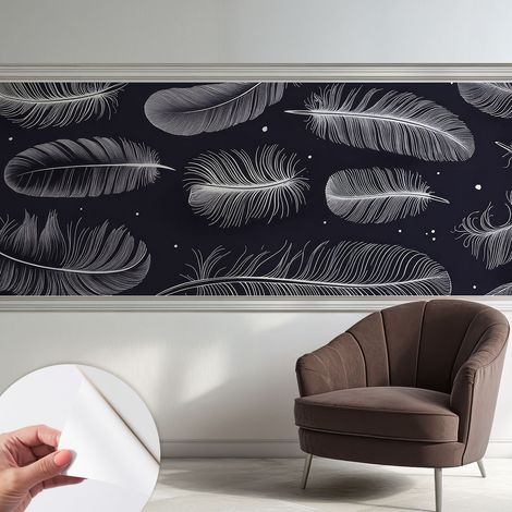 Papier peint autocollant adhésif installation rapide du papier peint durable et résistante Plumes subtiles 250x104 cm (1/5)
