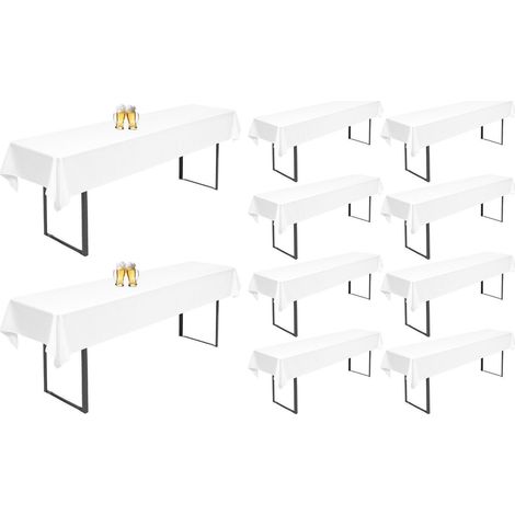 10er Pack Biertisch Hussen Weiß 110x260cm, Waschbar, Universal für 50/70cm Tische