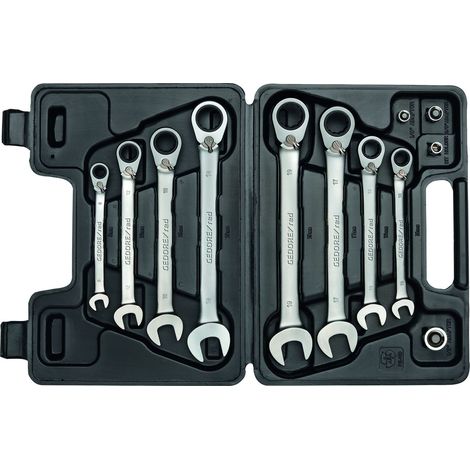 GEDORE RED 3300059 - Jeu de clés à cliquet à anneau à extrémité ouverte SW8-19mm 12 pcs , R07203012 (1/5)