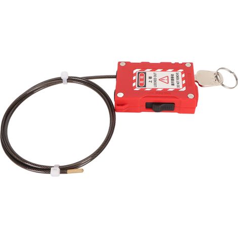 Cadenas de sécurité robuste, rouge, réglable et antirouille, à câble, pour l'entretien d'équipements industriels, l'automobile et l'industrie chimique.