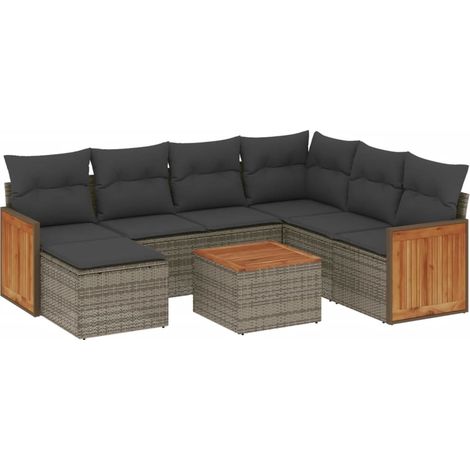 Maison Exclusive - 8-tlg. Garten-Sofagarnitur mit Kissen Grau Pol (1/5)