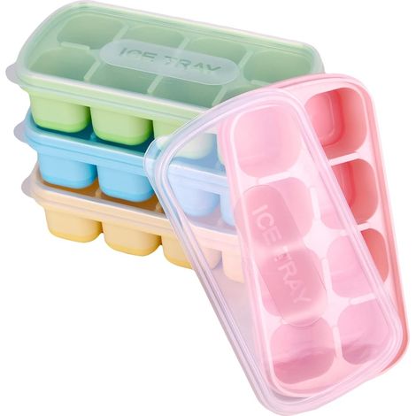Yeeco Mini-Eiswürfelformen, 4er-Pack, 14,2 x 7,1 x 3,6 cm, kleine Form mit Deckel für 8 Eiswürfel, leicht zu lösendes Silikon, ideal für Minikühlschränke, Cocktails und Whisky. (1/5)