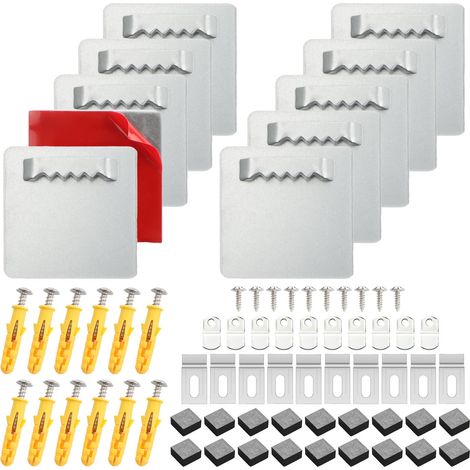 10 Pièces Accroche Tableau Alu Dibond Kit 4x4cm Attache Tableau Metal (1/5)