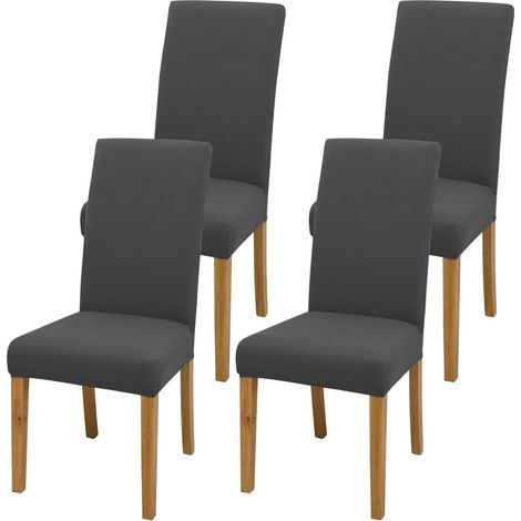 Stuhlbezüge 4er Set Grau, weich & dehnbar, waschbar, für Esszimmer & Küche (1/5)