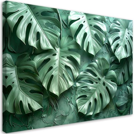 Quadro su tela, Foglie verdi di Monstera - 60x40 (1/2)