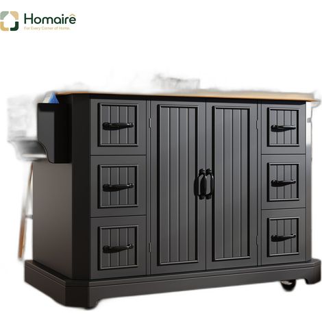 Desserte de cuisine en mdf noir avec rangement 120 x 45 x 91 cm HOMAIRE (1/5)