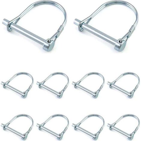 Goupille de verrouillage forme D 10 pièces, goupille de sécurité en acier au carbone galvanisé 6 x 50 mm pour jardin, pelouse et remorques (1/5)