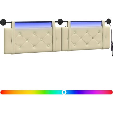 Cabecero colgante Con luz LED Crema Cuero sintético vidaXL