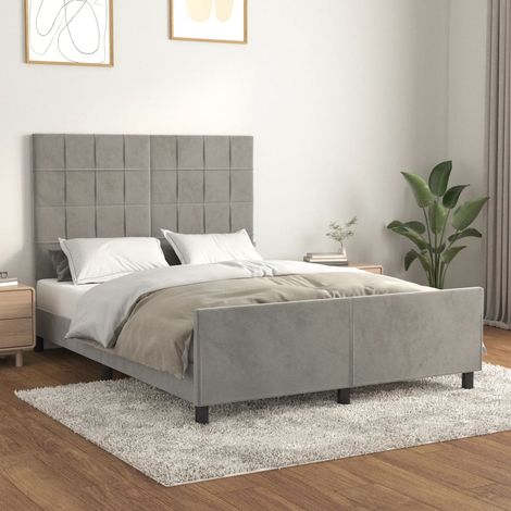 Cadre de lit sans matelas-Structure de lit gris clair 140x190 cm velours 495280 (1/5)