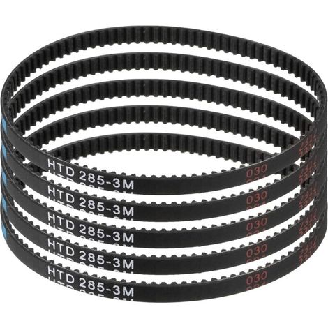 5pcs HTD-3M Courroie de Distribution en Caoutchouc 95 Dents, 285mm Longueur de Pas x 6mm Largeur x 2.4mm Hauteur, Courroie de Poulie en Boucle Fermée (1/5)