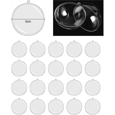 Boules transparentes, décorations de sapin de Noël, boules de 5 cm en plastique transparent à remplir, Noël (1/4)