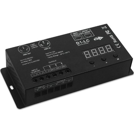 High-power 36A 1-channel DMX512 decoder, monochrome LED strip display, DMX512 controller, D1-LC