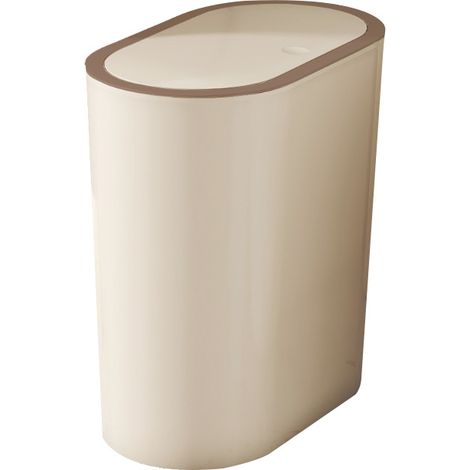 Poubelle Salle Bain avec Couvercle Basculant Design Compact et Moderne Plastique Résistant et Facile à Nettoyer avec Capacité 15L 17 x 31 x 31 cm,Crème jaune (1/2)