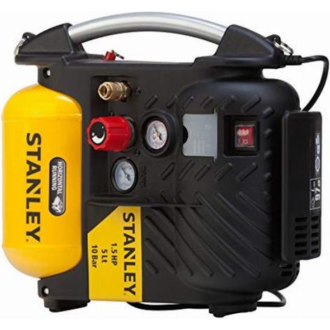 Stanley Compressor DN200/10/5 - Compressore Aria per Auto 10 bar - 5 l - 180 l/min - Compressore portatile con Maniglia e Tracolla - Giallo (1/5)