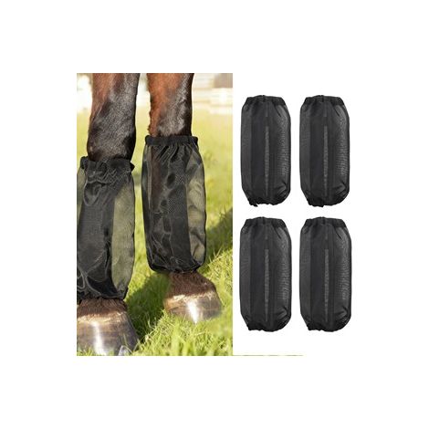 Guêtres de Protection pour Cheval, Protège-bas Anti-moustiques en Nylon, Bandes de Protection Équestres Maille Aérée Anti-mouches, Lot de 4, Noir (1/4)