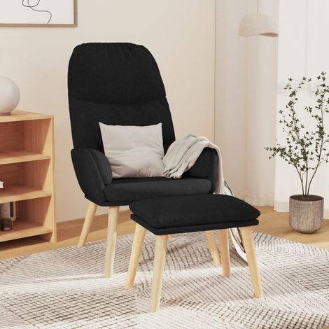 Sillón de relax con reposapiés tela negro