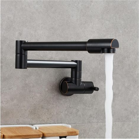 Robinet de Cuisine remplisseur de Pot Robinet de Cuisine en Laiton Robinet Mural Simple Froid mitigeur monotrou Rotation pli Robinet Chrome (Color : Orb, Size : R) (1/5)