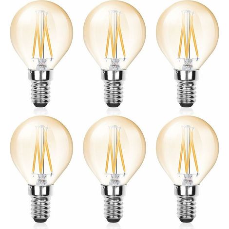 6 Pcs Ampoule LED E14 Filament G45, 4W (Equivalent 40W), E14 Candélabre Dimmable, Ambre Glow, Ampoule Vintage Lumière chaude (2700k), 220V 380lm (1/4)