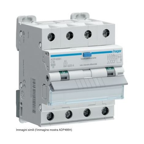 Magnetotermico Differenziale Hager 4P 25A 6kA 30mA curva C Tipo AC 4M ADP475H (1/2)