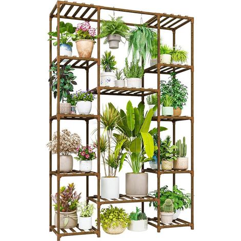 Indoor Plant Stand 158 cm, Large Wooden Indoor Plant Holder, Plant Shelf for Multiple Plants, Hanging Outdoor Plant Stand for Living Room, Garden, Balcony, Home Decor (1/5)