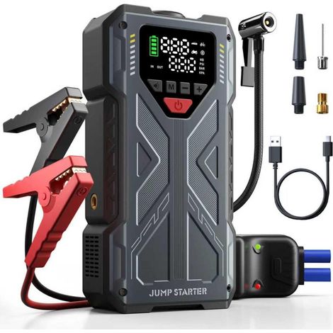 Starthilfe Powerbank mit Kompressor 5000A für PKW, 12V Jumpstarter & Reifenfüller (1/5)