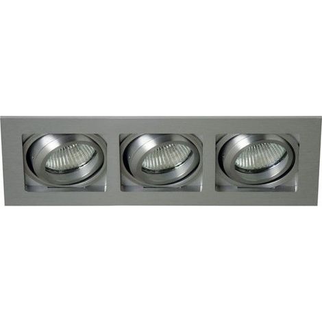 Empotrable basculante "Lucer" de tres luces (3xGU5.3) (50W máximo 12V) IP20 23x9cm fabricado en aluminio color plata