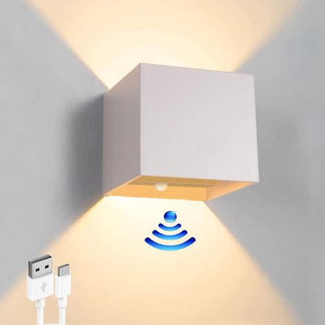 Applique murale rechargeable USB avec détecteur de mouvement, lampe magnétique sans fil, angle de faisceau réglable, 2 modes d'éclairage, 4000 mAh (1/5)