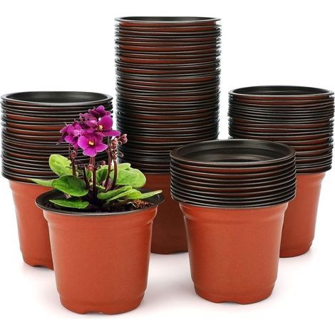 100 pièces contenant 10cm (diamètre) en plastique souple pot de semences pot de semis pot de semis (1/5)