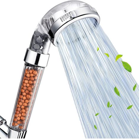 NOSAME Duschkopf, Filterfiltration, Hochdruck-Wassersparfunktion, 3 Strahlarten, Handbrausekopf für trockene Haut und Haare (1/5)