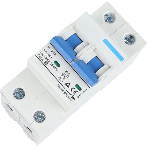 Disjoncteur miniature bipolaire pour montage sur rail DIN, sectionneur 550 V CC, 20 A (1/5)