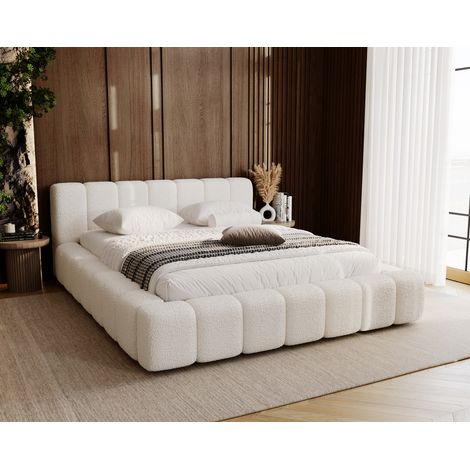 Emporius – Lit coffre 180x200 cm – Rangement intégré – Mousse épaisse – Tissu imitation laine de mouton – Sommier à lattes inclus (1/5)