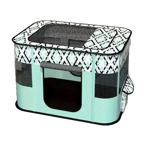 Recinto per animali domestici, design pieghevole, per uso interno ed esterno, verde, 90x70x60cm-b (1/2)