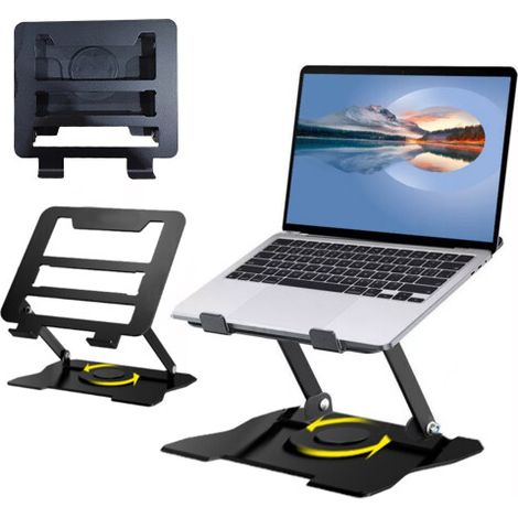 FLITI 360° Rotating Foldable Laptop Stand in Black Ergonomic Metal (1/5)